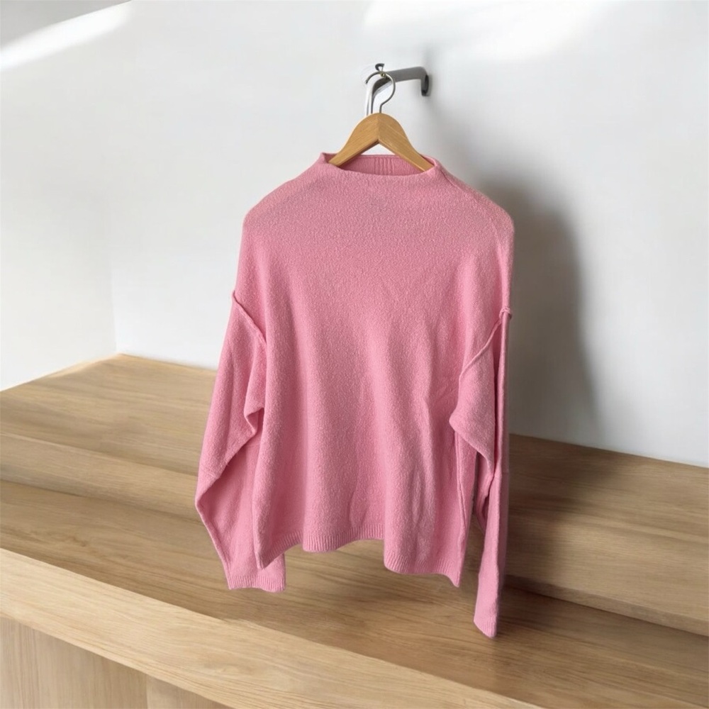 Women's Cotton Candy LA Cowl Neck Pink Sweater Size Small Medium Geometric